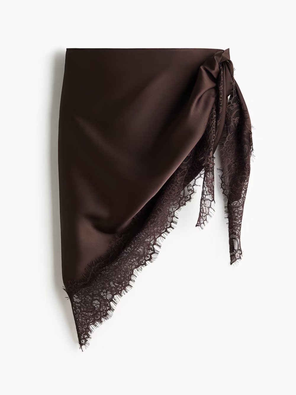 NWT H&M BROWN LACE-TRIMMED TRIANGLE SCARF